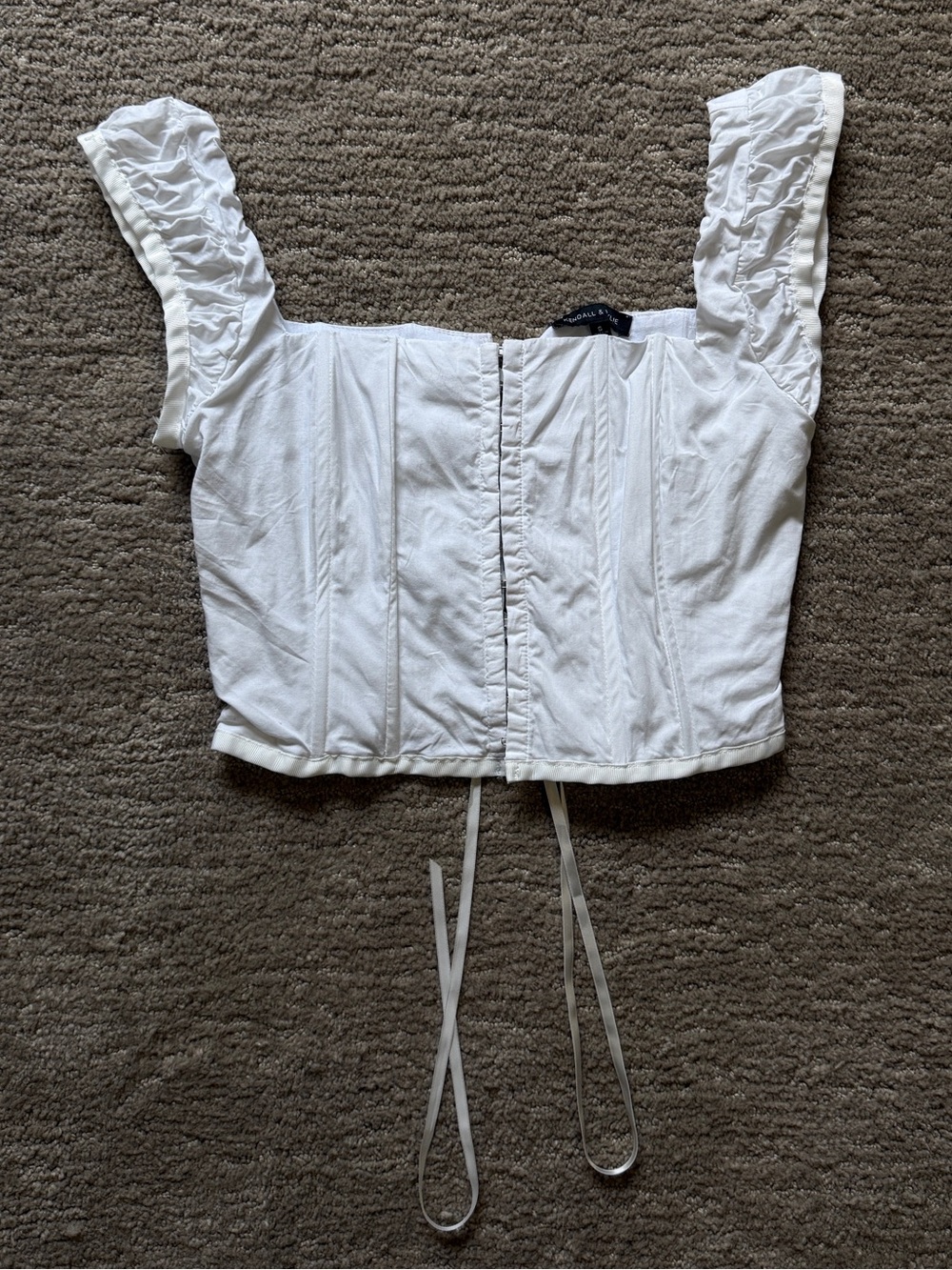 Kendall & Kylie White Ruched Strap Corset Crop Top